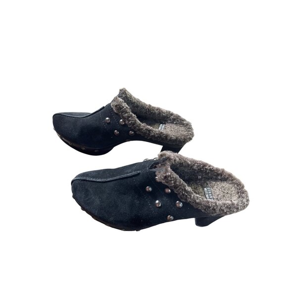 Stuart Weitzman Womens Black Suede Shearling-Studded Mule Size 6M SKU 8628 - Picture 5 of 15